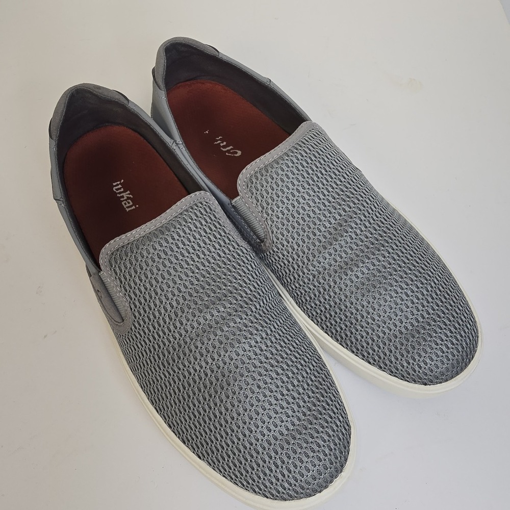 OluKai Mens Loafer Shoes Lae'ahi Mesh Men's Slip On Sneakers US 11 EU44 Gray